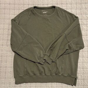 Aerie Tres Chic Women’s Military Green Oversized Crewneck Sweatshirt Size Small